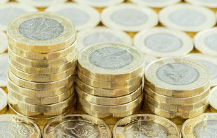 Stacks of pound coins